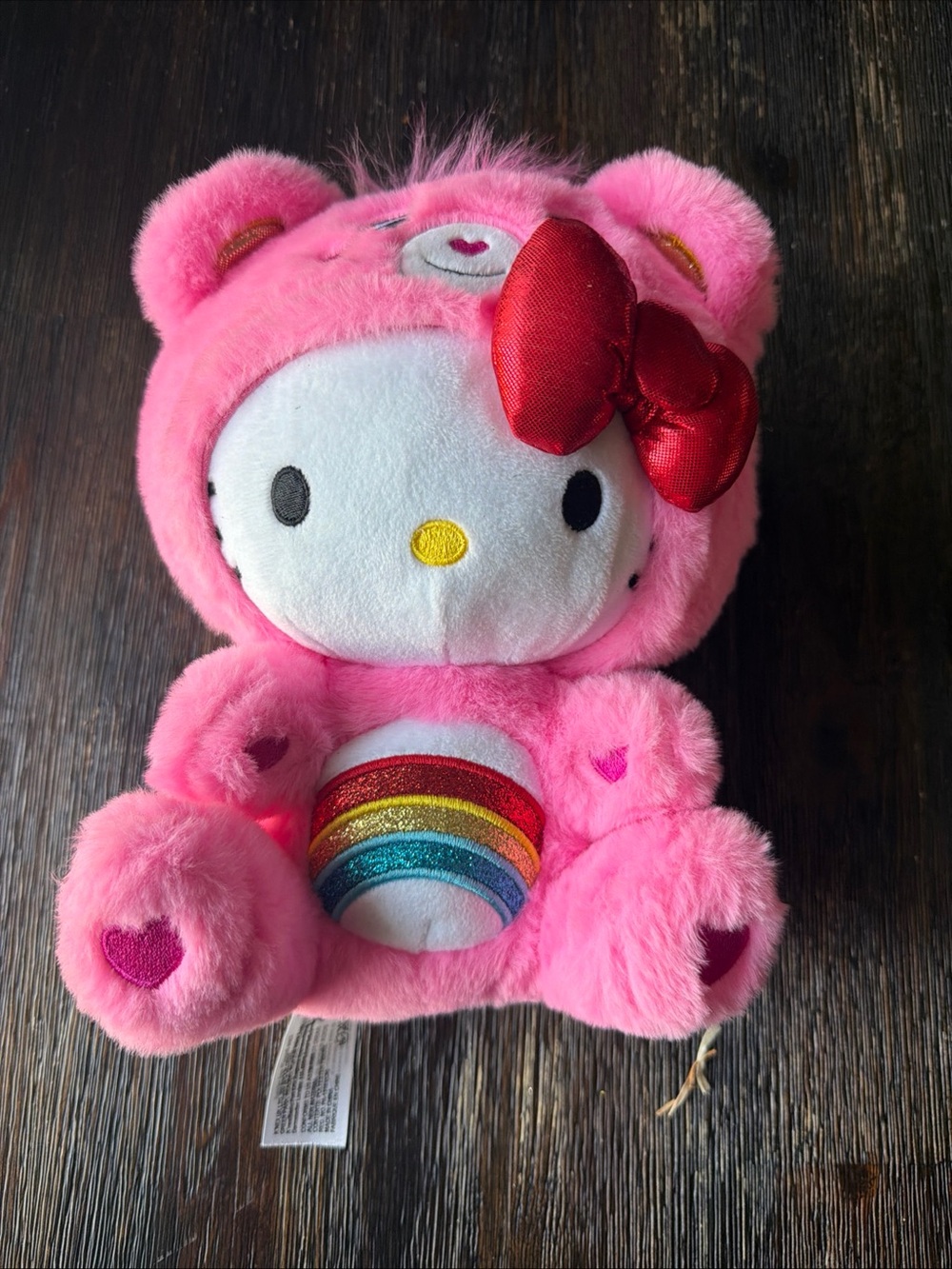 Care Bears Pink Plush Hello Kitty with Rainbow Belly